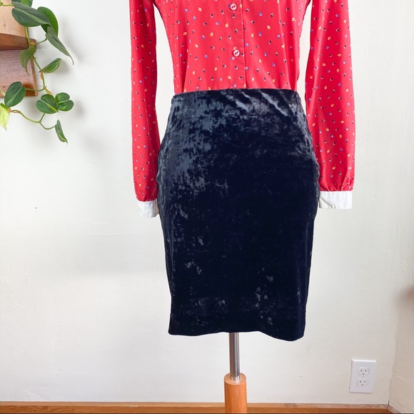 Loft Velvet Velour Short Mini Skirt Black XS - Picture 2 of 4
